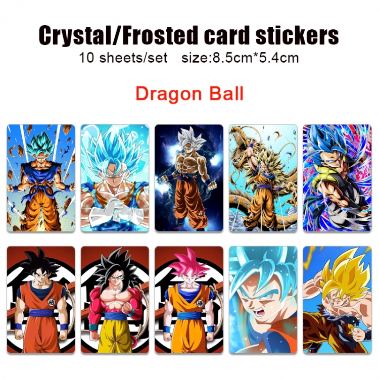 DRAGON BALL Frosted anime crystal bus card decorative sticker a set of 10  price for 5 set