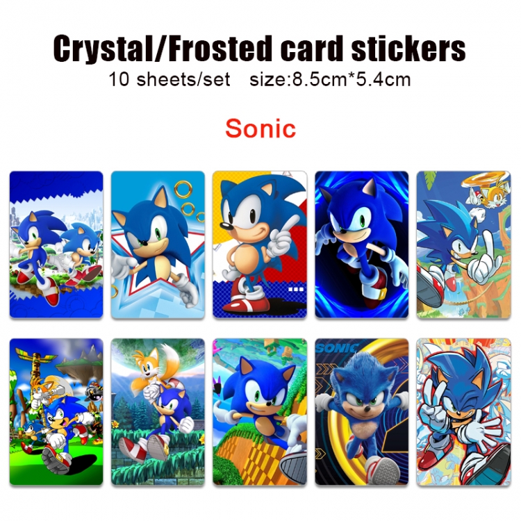 Sonic The Hedgehog Frosted anime crystal bus card decorative sticker a set of 10  price for 5 set