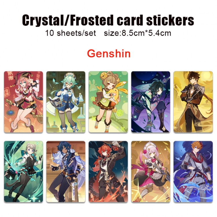 Genshin Impact Anime Crystal Bus Card Decorative Sticker Smooth Transparent Style a set of 10 price for 5 set