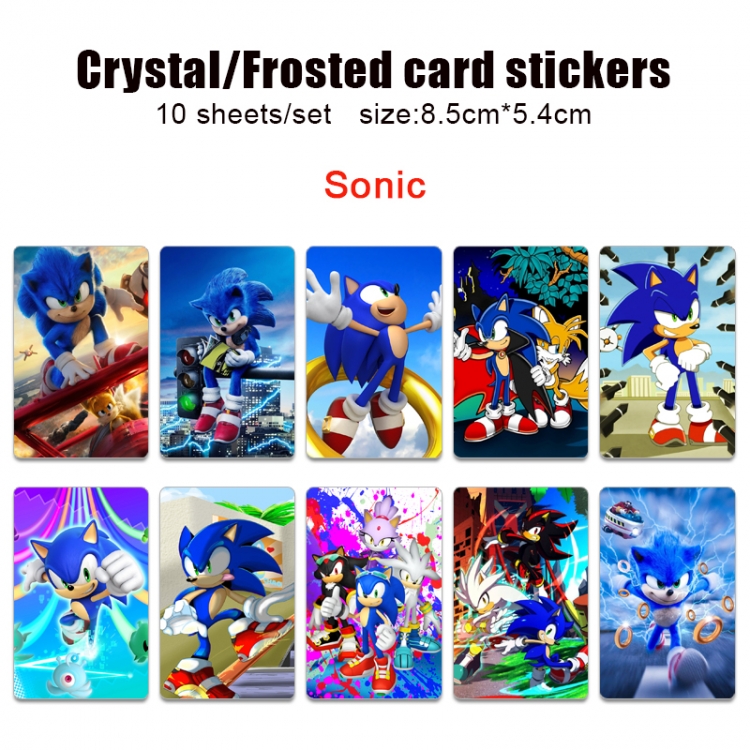 Sonic The Hedgehog Anime Crystal Bus Card Decorative Sticker Smooth Transparent Style a set of 10 price for 5 set