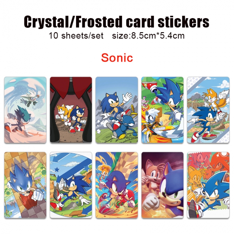 Sonic The Hedgehog Anime Crystal Bus Card Decorative Sticker Smooth Transparent Style a set of 10 price for 5 set