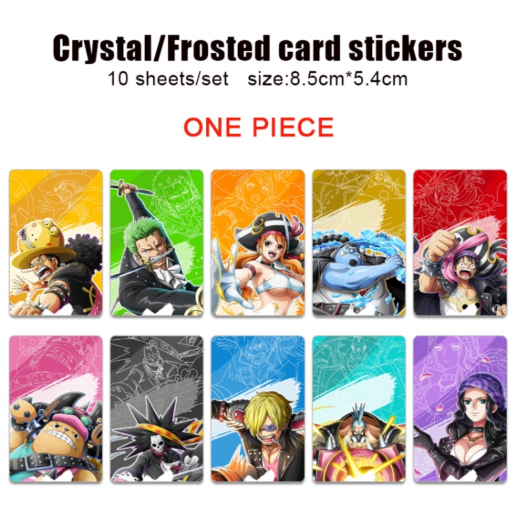 One Piece Anime Crystal Bus Card Decorative Sticker Smooth Transparent Style a set of 10 price for 5 set
