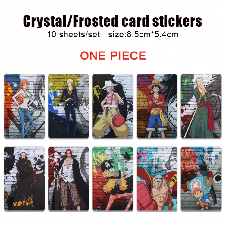 One Piece Anime Crystal Bus Card Decorative Sticker Smooth Transparent Style a set of 10 price for 5 set