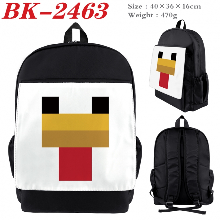 Minecraft Waterproof nylon canvas flip color picture backpack 40X36X16CM
