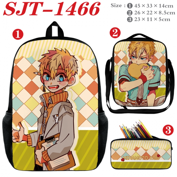 Toilet-bound Hanako-kun Anime nylon canvas backpack pencil case crossbody bag three piece set 45x33x14cm