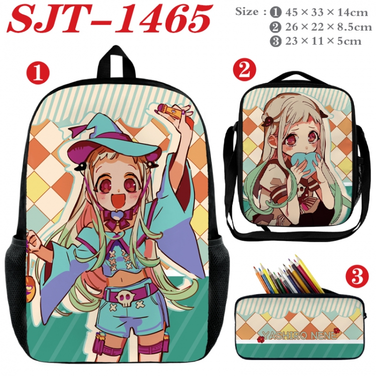 Toilet-bound Hanako-kun Anime nylon canvas backpack pencil case crossbody bag three piece set 45x33x14cm