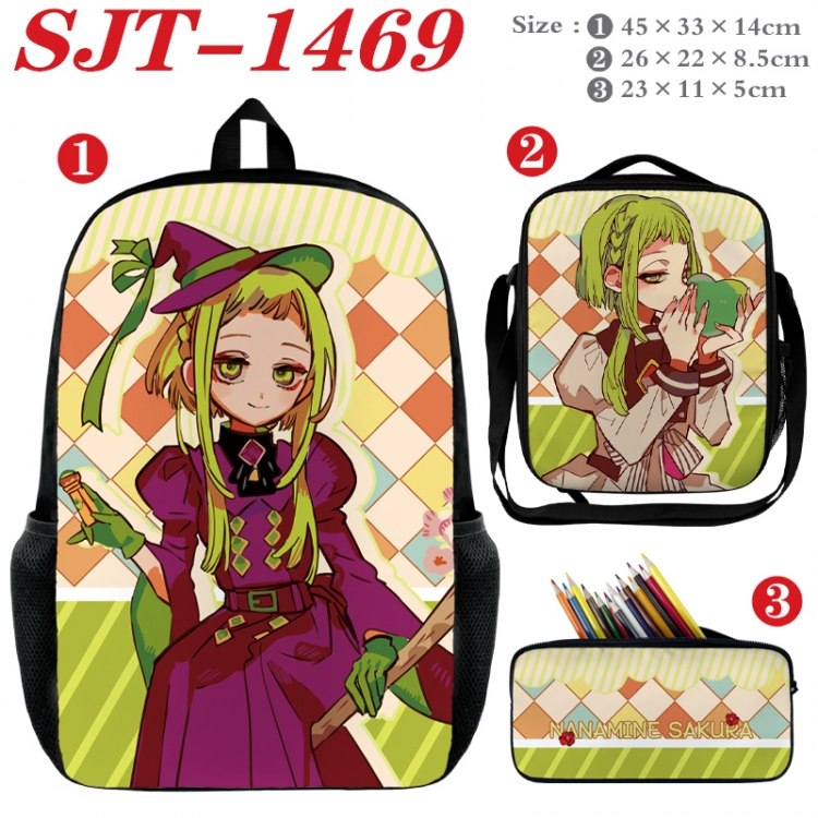 Toilet-bound Hanako-kun Anime nylon canvas backpack pencil case crossbody bag three piece set 45x33x14cm