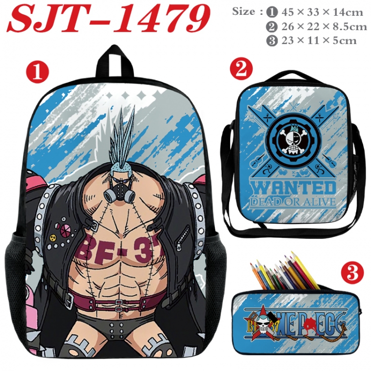 One Piece Anime nylon canvas backpack pencil case crossbody bag three piece set 45x33x14cm