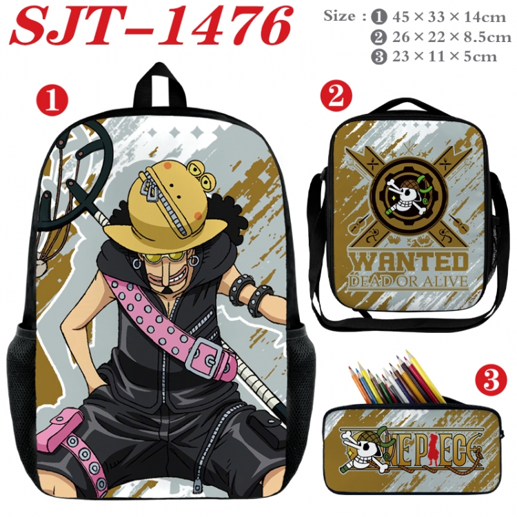 One Piece Anime nylon canvas backpack pencil case crossbody bag three piece set 45x33x14cm