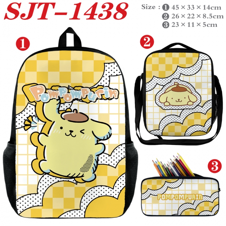 sanrio Anime nylon canvas backpack pencil case crossbody bag three piece set 45x33x14cm