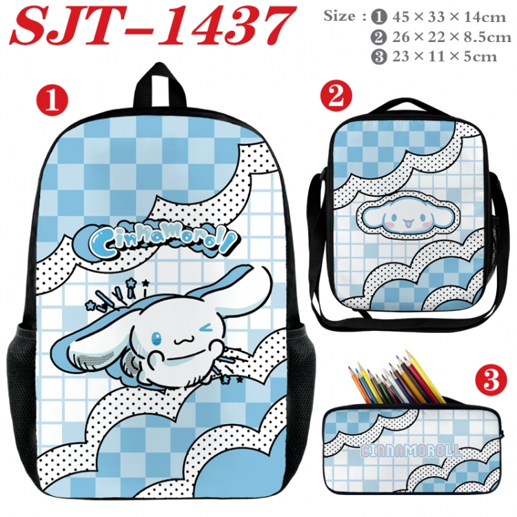 sanrio Anime nylon canvas backpack pencil case crossbody bag three piece set 45x33x14cm