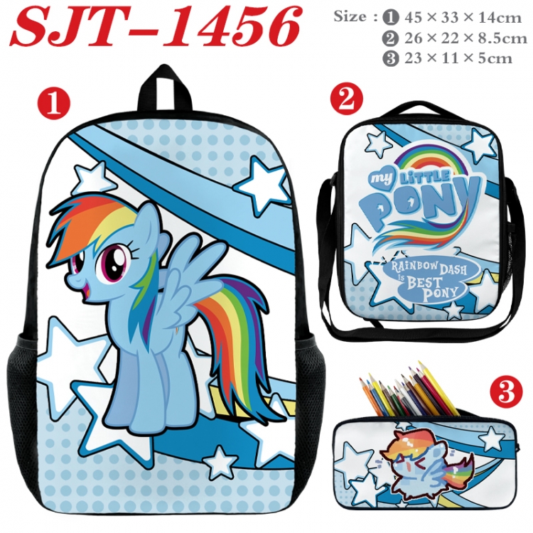 Genshin Impact Anime nylon canvas backpack pencil case crossbody bag three piece set 45x33x14cm