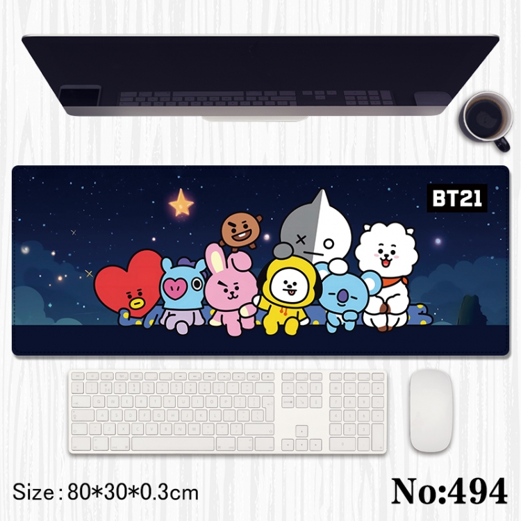BT21  Anime peripheral computer mouse pad office desk pad multifunctional pad 80X30X0.3cm