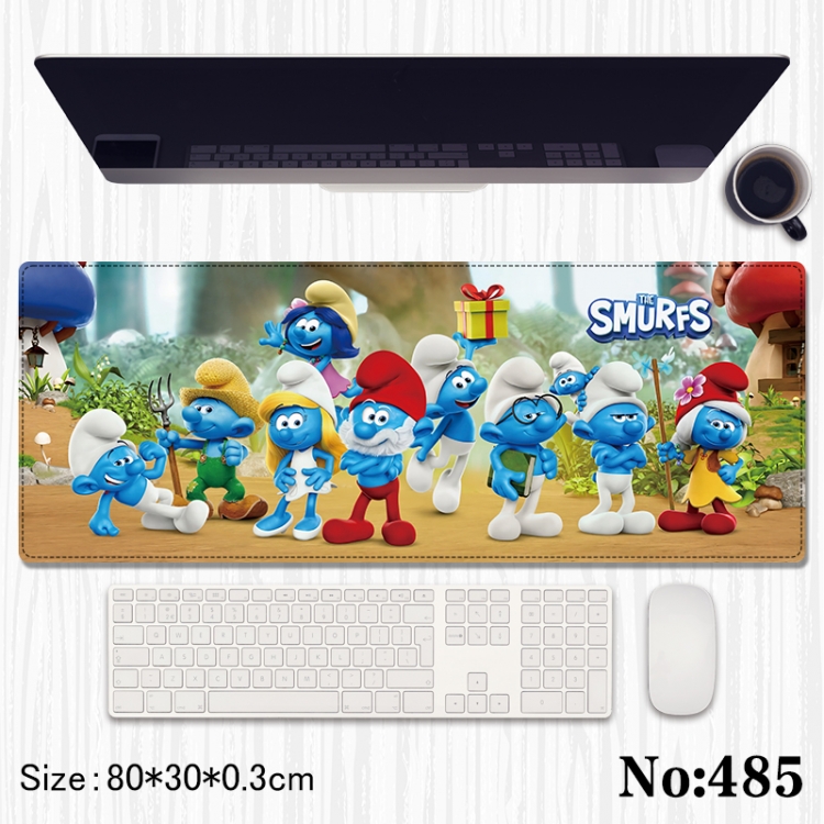 The Smurfs Anime peripheral computer mouse pad office desk pad multifunctional pad 80X30X0.3cm