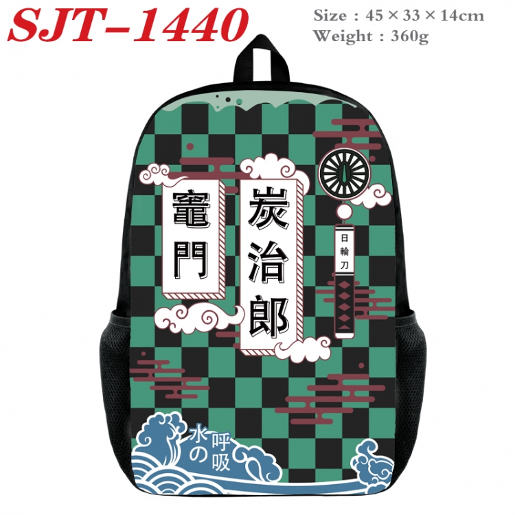 Demon Slayer Kimets Anime nylon canvas backpack student backpack 45x33x14cm