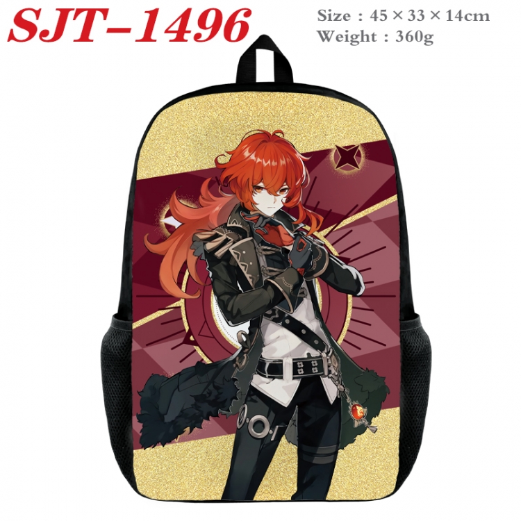 Genshin Impact Anime nylon canvas backpack student backpack 45x33x14cm