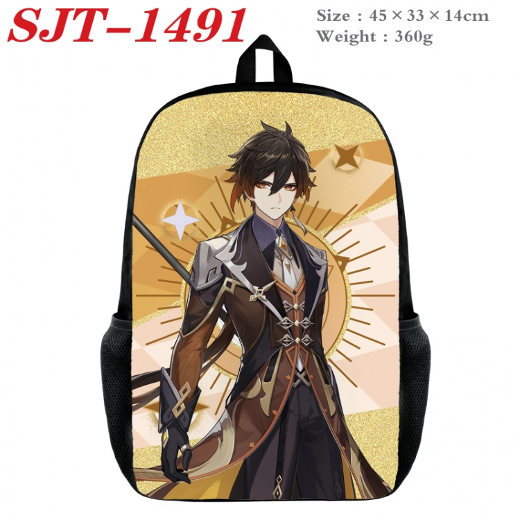 Genshin Impact Anime nylon canvas backpack student backpack 45x33x14cm