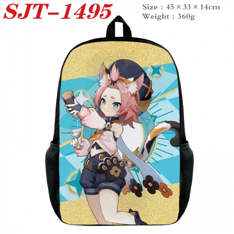 Genshin Impact Anime nylon canvas backpack student backpack 45x33x14cm