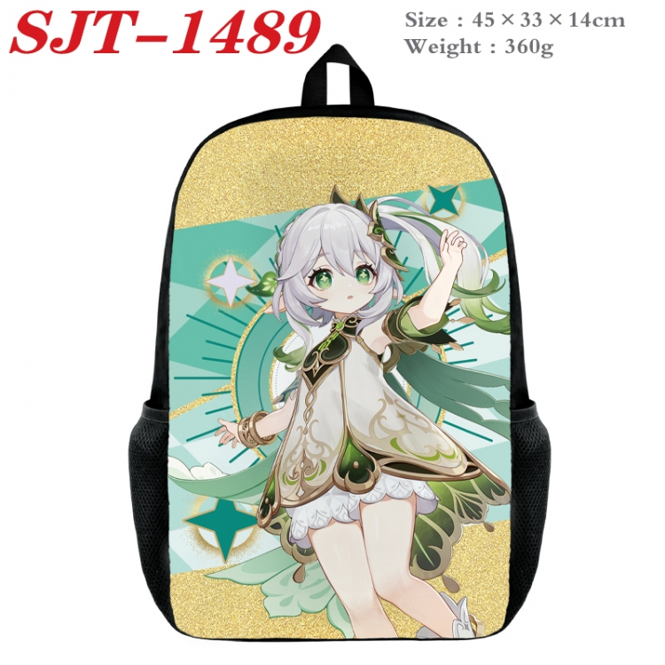 Genshin Impact Anime nylon canvas backpack student backpack 45x33x14cm