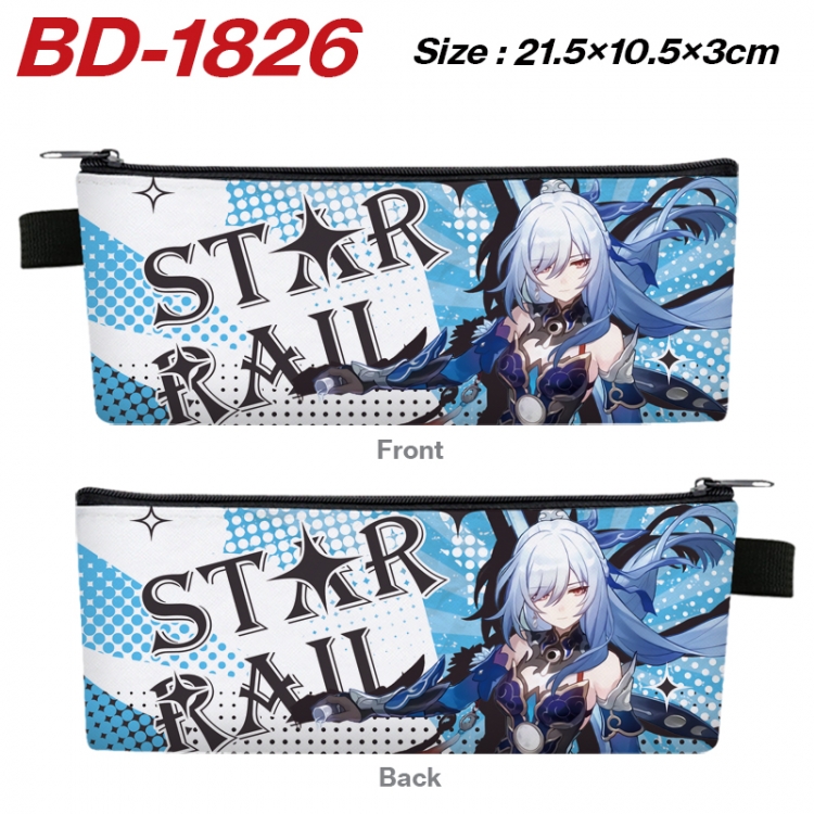Honkai: Star Rail Anime PU Leather Zipper Pencil Case Stationery Box 21.5X10.5X3CM 