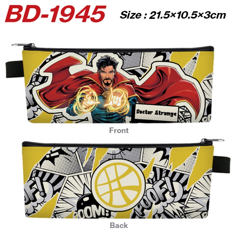 Superheroes Anime PU Leather Zipper Pencil Case Stationery Box 21.5X10.5X3CM 