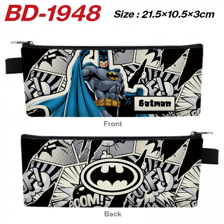 Superheroes Anime PU Leather Zipper Pencil Case Stationery Box 21.5X10.5X3CM 