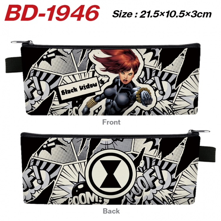 Superheroes Anime PU Leather Zipper Pencil Case Stationery Box 21.5X10.5X3CM 