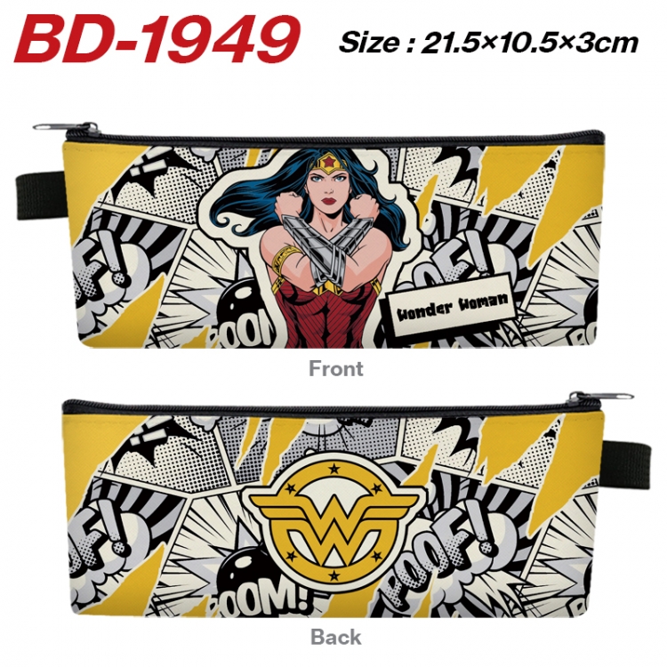 Superheroes Anime PU Leather Zipper Pencil Case Stationery Box 21.5X10.5X3CM 