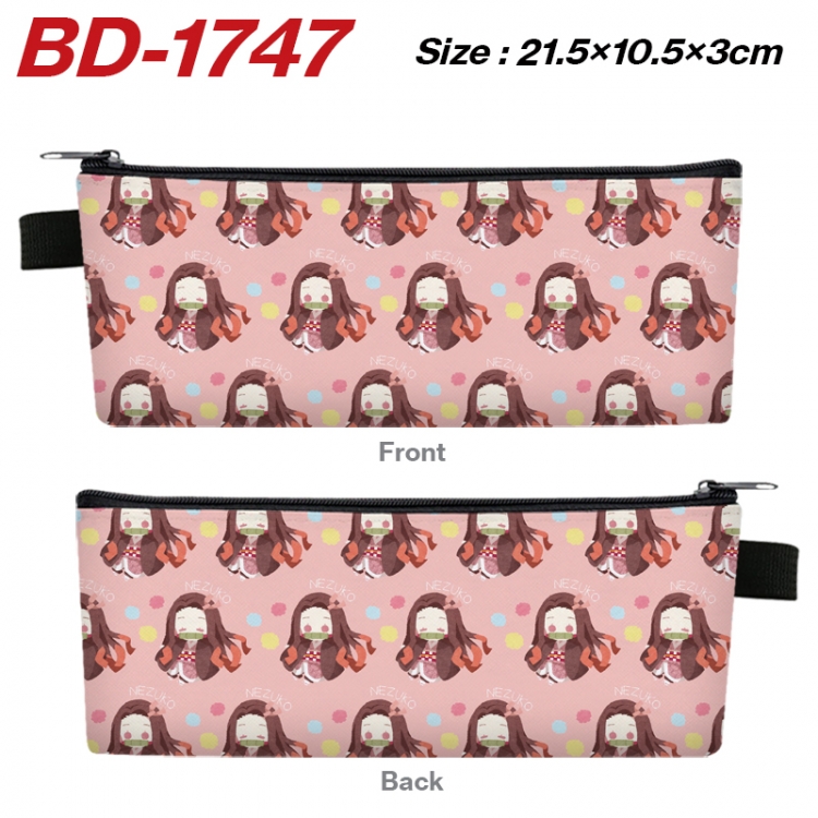  Demon Slayer Kimets Anime PU Leather Zipper Pencil Case Stationery Box 21.5X10.5X3CM 