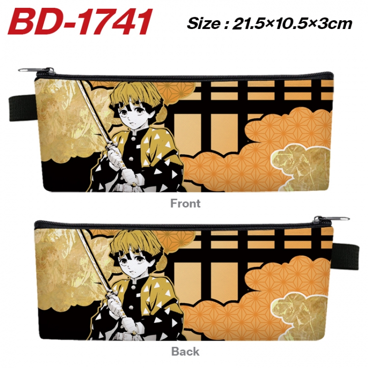  Demon Slayer Kimets Anime PU Leather Zipper Pencil Case Stationery Box 21.5X10.5X3CM 