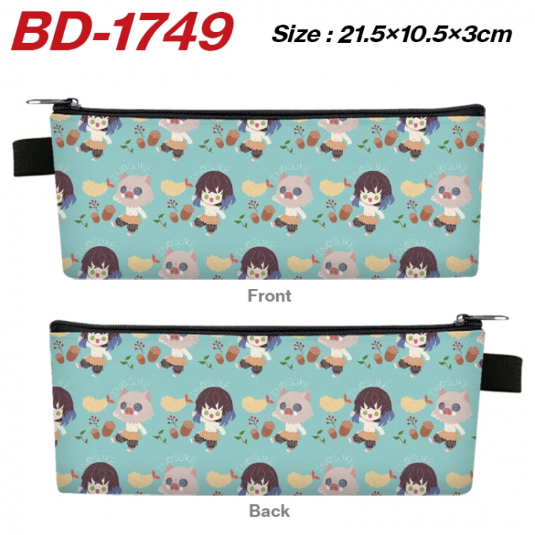  Demon Slayer Kimets Anime PU Leather Zipper Pencil Case Stationery Box 21.5X10.5X3CM 