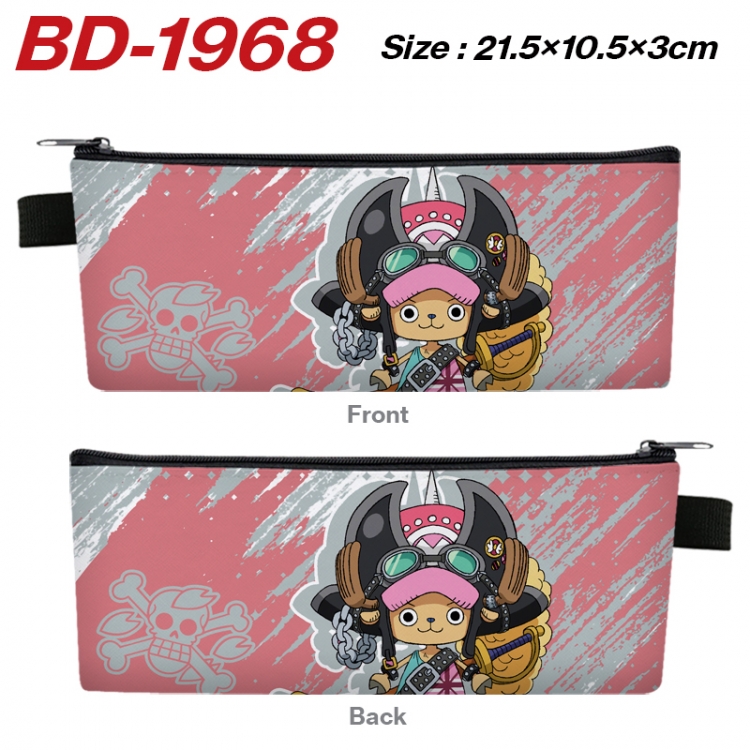 One Piece Anime PU Leather Zipper Pencil Case Stationery Box 21.5X10.5X3CM 