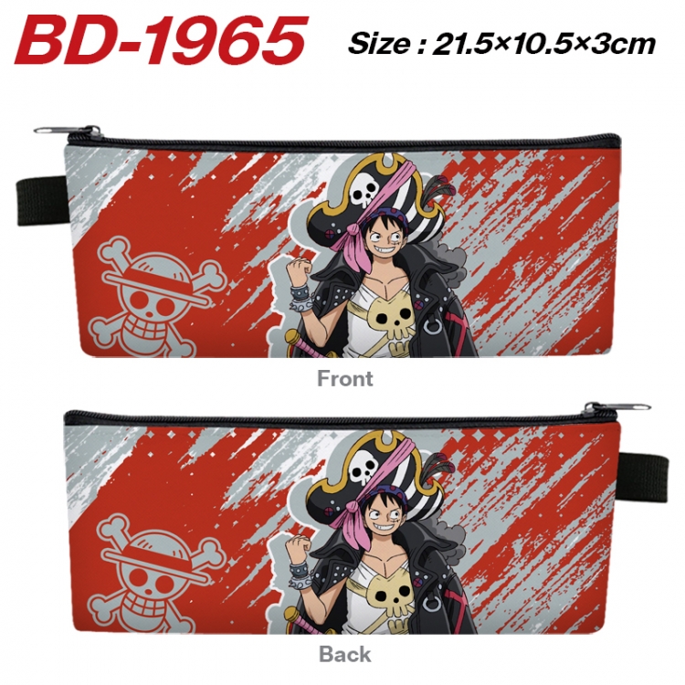 One Piece Anime PU Leather Zipper Pencil Case Stationery Box 21.5X10.5X3CM 