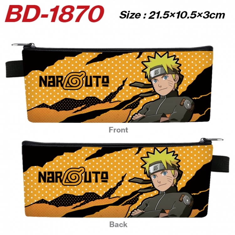  Naruto Anime PU Leather Zipper Pencil Case Stationery Box 21.5X10.5X3CM 