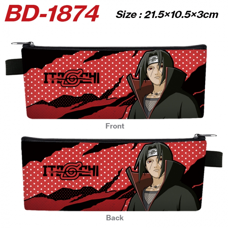  Naruto Anime PU Leather Zipper Pencil Case Stationery Box 21.5X10.5X3CM 