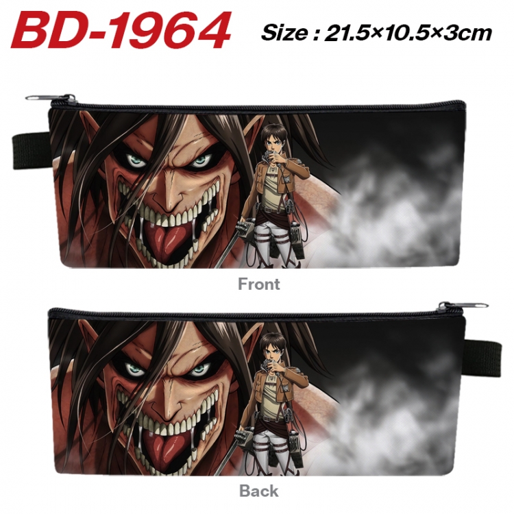 Shingeki no Kyojin Anime PU Leather Zipper Pencil Case Stationery Box 21.5X10.5X3CM 