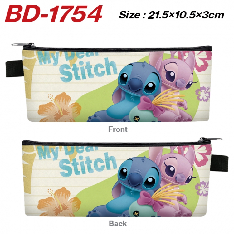 Lilo & Stitch Anime PU Leather Zipper Pencil Case Stationery Box 21.5X10.5X3CM 