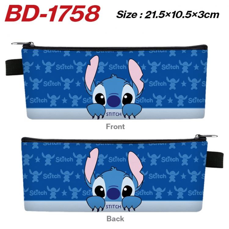 Lilo & Stitch Anime PU Leather Zipper Pencil Case Stationery Box 21.5X10.5X3CM 