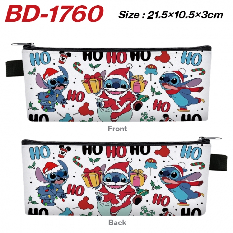 Lilo & Stitch Anime PU Leather Zipper Pencil Case Stationery Box 21.5X10.5X3CM 