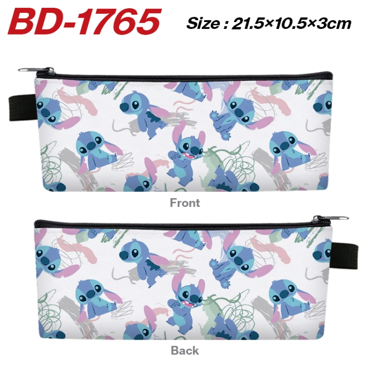 Lilo & Stitch Anime PU Leather Zipper Pencil Case Stationery Box 21.5X10.5X3CM 