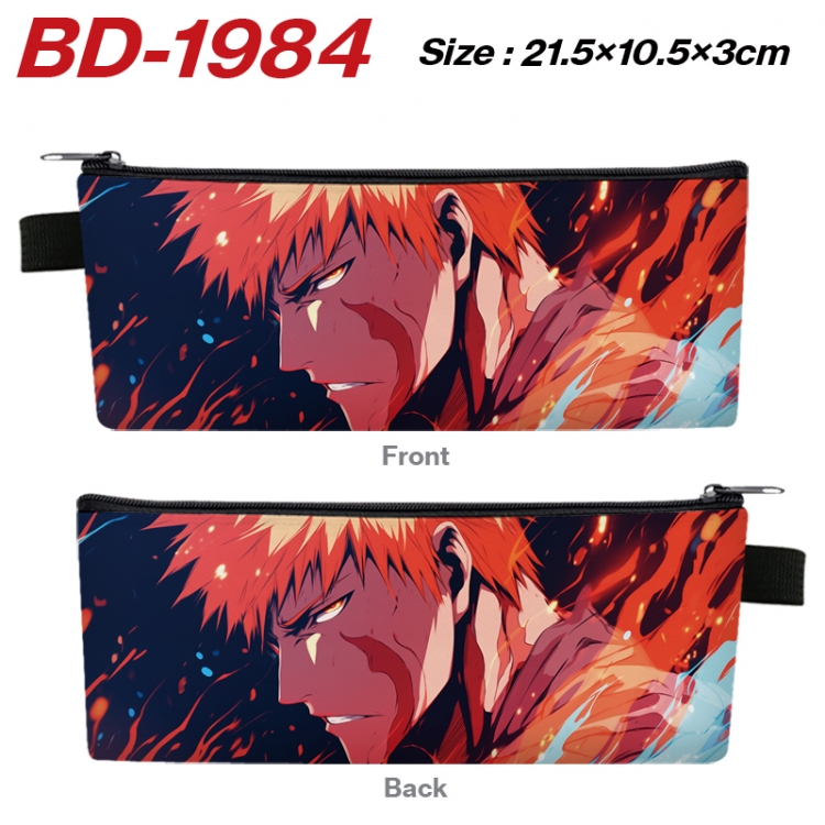 Bleach Anime PU Leather Zipper Pencil Case Stationery Box 21.5X10.5X3CM 