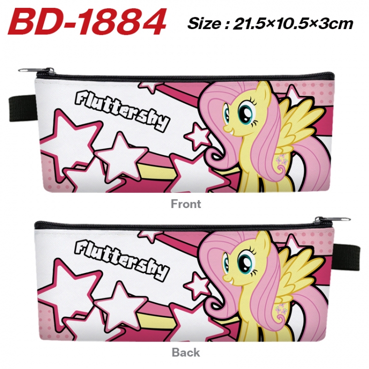 My Little Pony Anime PU Leather Zipper Pencil Case Stationery Box 21.5X10.5X3CM 