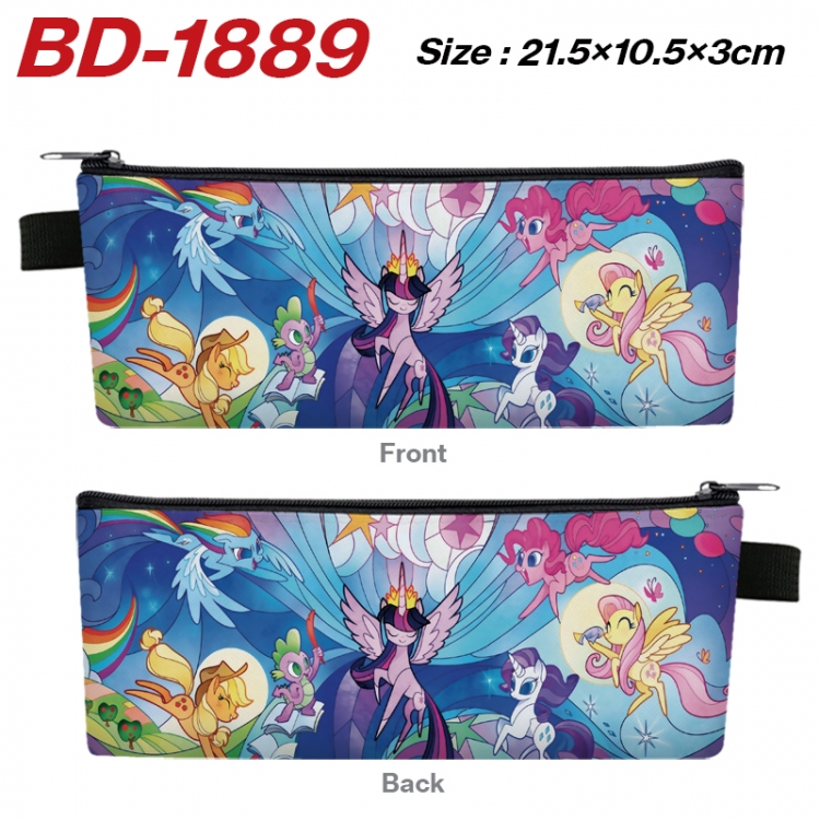 My Little Pony Anime PU Leather Zipper Pencil Case Stationery Box 21.5X10.5X3CM 