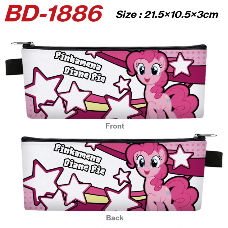 My Little Pony Anime PU Leather Zipper Pencil Case Stationery Box 21.5X10.5X3CM 