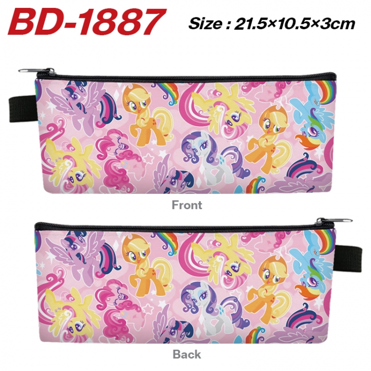 My Little Pony Anime PU Leather Zipper Pencil Case Stationery Box 21.5X10.5X3CM 