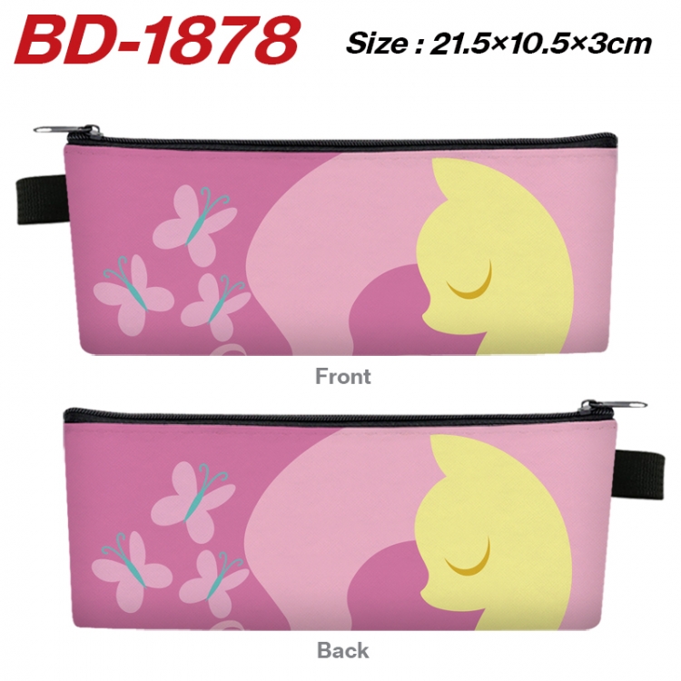 My Little Pony Anime PU Leather Zipper Pencil Case Stationery Box 21.5X10.5X3CM 