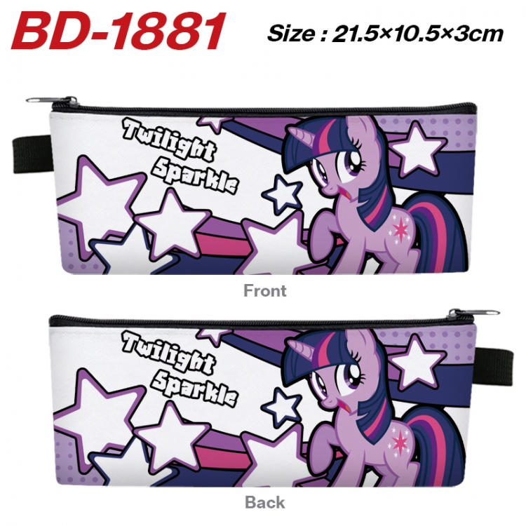 My Little Pony Anime PU Leather Zipper Pencil Case Stationery Box 21.5X10.5X3CM 