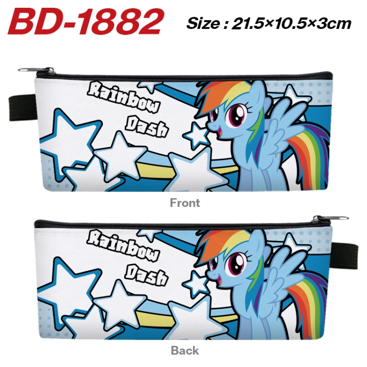 My Little Pony Anime PU Leather Zipper Pencil Case Stationery Box 21.5X10.5X3CM 