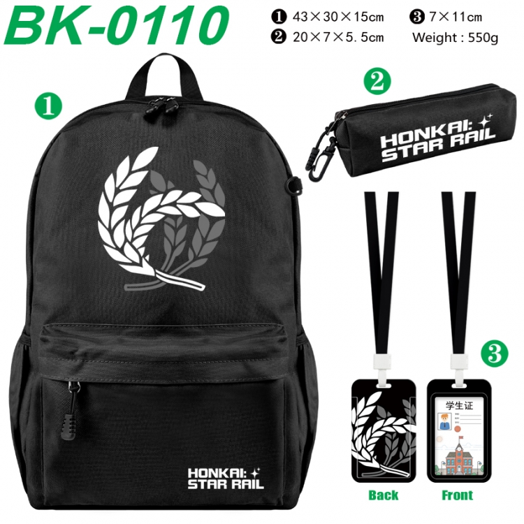 Honkai: Star Rail Waterproof nylon canvas backpack pencil case identification set 43X30X15cm