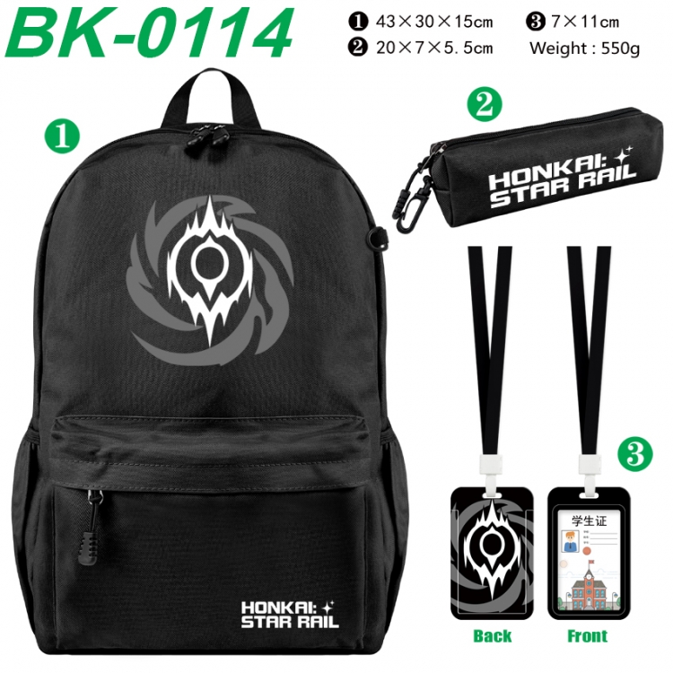 Honkai: Star Rail Waterproof nylon canvas backpack pencil case identification set 43X30X15cm